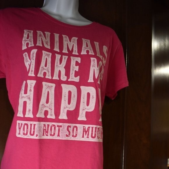 Animal Lover T-Shirt Animals Make Me Happy Size Small - Picture 5 of 9